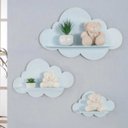 Ver imagem 2 de Decoração Infantil Prateleiras Nuvem Nicho 3 Un Quarto Azul