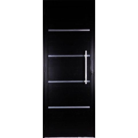 Porta de Aluminio Lambril Frisos com Puxador Linha Premium:2,10 X 0,80/esquerda/preto