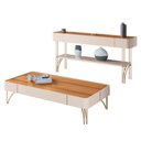 Ver imagem 1 de Conjunto Decorativo Aparador e Mesa de Centro Vivant-Cadenza Contemporâneo MDP-MDF Off White