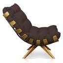 Ver imagem 4 de Poltrona Giratória Costela Suede Base Madeira Marrom