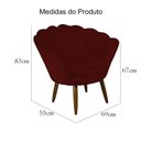Ver imagem 5 de Poltrona Decorativa Pétala Pés Palito Suede Bordô - Ds Estofados