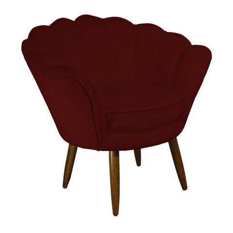 Poltrona Decorativa Pétala Pés Palito Suede Bordô - Ds Estofados