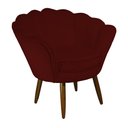Ver imagem 1 de Poltrona Decorativa Pétala Pés Palito Suede Bordô - Ds Estofados