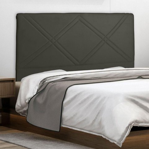 Cabeceira Cama Box King Caribe 195 Cm Suede Cinza