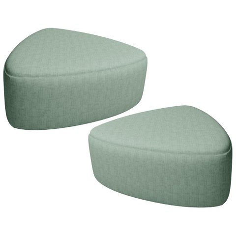 Kit 02 Puffs Decorativo Orgânico para Sala de Estar Living Trizza W01 Linho Verde Menta - Lyam Decor