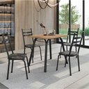 Ver imagem 2 de Conjunto de Mesa Sala de Jantar com 4 Cadeiras Tubular Tampo Bp Madeirado Retangular Preto/flor