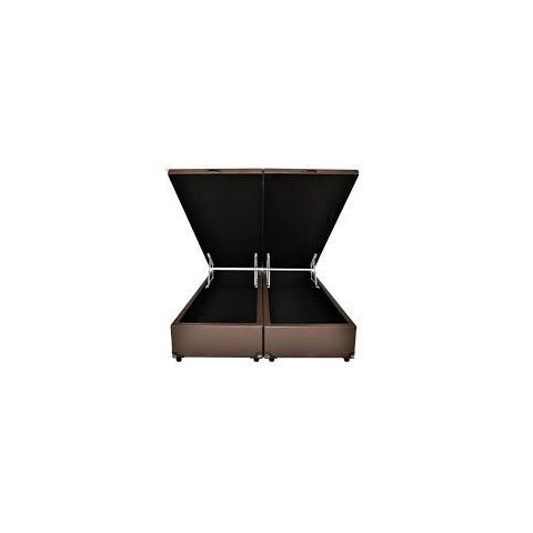 Cama Box Baú King Bipartido Sintético Marrom 42x193x203