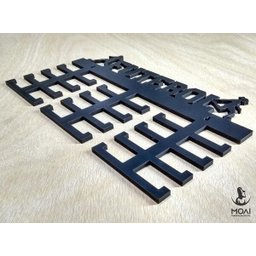 Porta Medalhas - Esporte FUTEBOL FEMININO - Preto com 24 suportes - Madeira MDF - 2