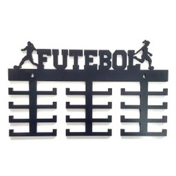 Porta Medalhas - Esporte FUTEBOL FEMININO - Preto com 24 suportes - Madeira MDF - 1