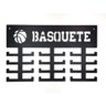 Porta Medalhas - Esporte BASQUETE - Preto com 24 suportes - Madeira MDF - 1