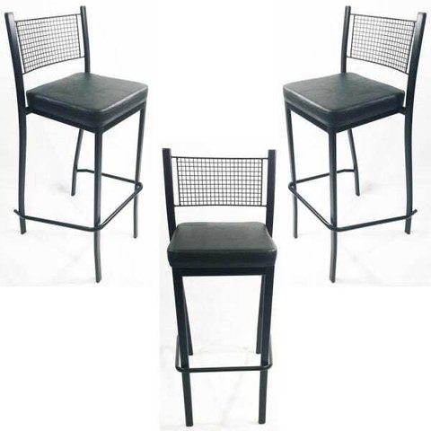 Kit 3 Banquetas EMPILHÁVEL Preta alta assento preto - Poltronas do Sul