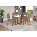 Ver imagem 1 de Conjunto: Mesa Sala Jantar Natalí c/ Tampo Madeirado 120x80cm e 4 Cadeiras Nina Nature/Off White -