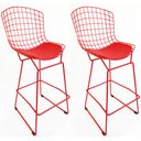 Ver imagem 1 de Kit 2 Banquetas BERTOIA vermelha altura 70cm - Direto de Fábrica