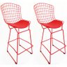 Kit 2 Banquetas BERTOIA vermelha altura 70cm - Direto de Fábrica - 1