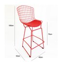 Ver imagem 5 de Kit 2 Banquetas BERTOIA vermelha altura 70cm - Direto de Fábrica
