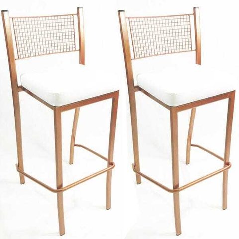 Kit 2 Banquetas EMPILHÁVEL Cobre alta assento branco - Poltronas do Sul