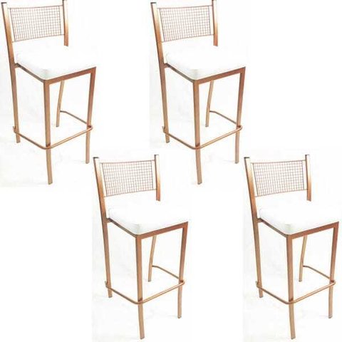 Kit 4 Banquetas EMPILHÁVEL Cobre alta assento branco - Poltronas do Sul