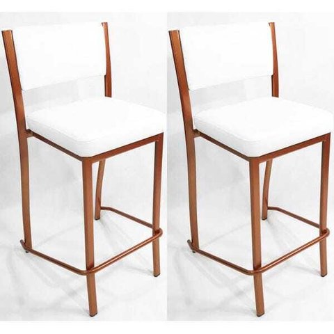 Kit 2 Banquetas EMPILHÁVEL Cobre alta assento e encosto Branco - Poltronas do Sul
