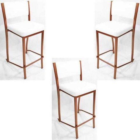 Kit 3 Banquetas EMPILHÁVEL Cobre alta assento e encosto Branco - Poltronas do Sul