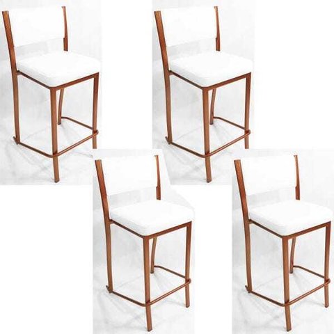 Kit 4 Banquetas EMPILHÁVEL Cobre alta assento e encosto Branco - Poltronas do Sul