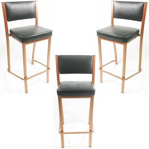 Kit 3 Banquetas EMPILHÁVEL Cobre alta assento e encosto Preto - Poltronas do Sul