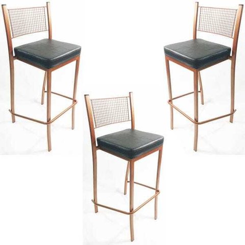 Kit 3 Banquetas EMPILHÁVEL Cobre alta assento preto - Poltronas do Sul
