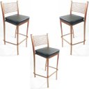 Ver imagem 1 de Kit 3 Banquetas EMPILHÁVEL Cobre alta assento preto - Poltronas do Sul