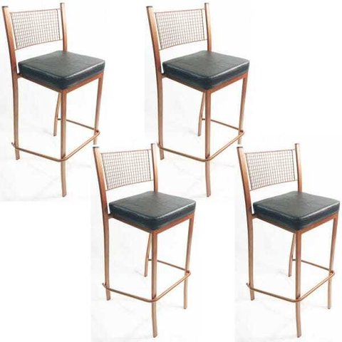 Kit 4 Banquetas EMPILHÁVEL Cobre alta assento preto - Poltronas do Sul