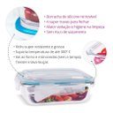 Ver imagem 3 de Conjunto 4 Pote Vidro Hermético Marmita Tampa Plástico 640ml