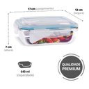 Ver imagem 2 de Conjunto 4 Pote Vidro Hermético Marmita Tampa Plástico 640ml