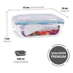 Conjunto 4 Pote Vidro Hermético Marmita Tampa Plástico 640ml - 2
