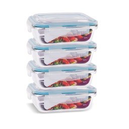 Conjunto 4 Pote Vidro Hermético Marmita Tampa Plástico 640ml - 1