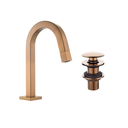 Ver imagem 1 de Kit Torneira de Mesa para Banheiro Bica Baixa Quadrada e Válvula Click para Cuba 7/8 Rose-gold