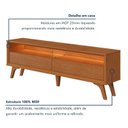 Ver imagem 3 de Rack para TV até 75 Polegadas 100% MDF 180cm Pés em Madeira Maciça Laqueado 2 Gavetas Áustria