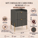 Ver imagem 2 de Kit Mesa de Cabeceira Moriah Grafite MDF 45cm Pé de Ferro Dourado