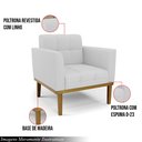 Ver imagem 3 de Poltrona Decorativa Karen Pés Fixo em Madeira Castanho Linho Cinza G19 - Gran Belo