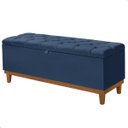 Ver imagem 1 de Recamier Baú Dubai Veludo Azul Casal 1,30m Estofado Base Madeira