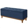 Recamier Baú Dubai Veludo Azul Casal 1,30m Estofado Base Madeira - 1