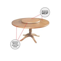 Mesa Jantar Redonda 1,60m Prato Giratório Amélia Madeira Maciça com 8 Cadeira Ripada Confort Natural - 3