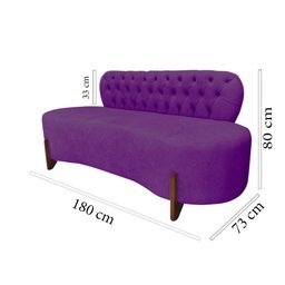 Sofá 3 Lugares Orgânico Curvo Tókio 180cm Veludo Roxo - 7