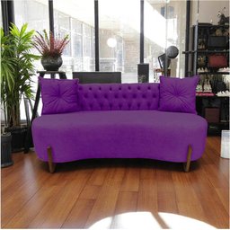 Sofá 3 Lugares Orgânico Curvo Tókio 180cm Veludo Roxo - 9