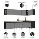 Ver mais imagens de Armário de Cozinha Modulado de Canto 7 Peças Cp36 com Pia Inox Preto-cinza - Lumil