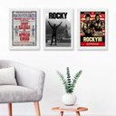 Ver imagem 2 de Kit 3 Quadros Decorativos Rocky Balboa posters 24x18cm - com Vidro:madeira Preta