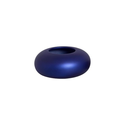 Vaso Decorativo de Mesa de Cerâmica Cachepot Redondo Grande Azul Royal