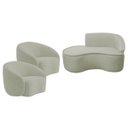 Ver imagem 2 de Kit Divã Recamier Orgânico Marrocos 150cm Lado Esquerdo e 2 Poltronas Amore Bouclé