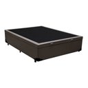 Ver imagem 2 de Base Cama Box com Baú Blindado Casal Couro Sintético Marrom 43x138x188