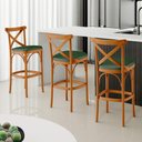 Ver imagem 2 de Kit 03 Banquetas Altas Cozinha Bancada Sala Jantar Estofada Ávila L02 Couríssimo Verde Musgo -
