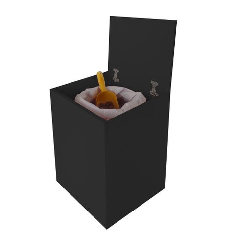 Porta Ração Caixa com Rodízios Pet Armazenar até 25 Kg Preto