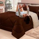 Ver imagem 1 de Kit 6 Pçs com Edredom e Lençol Aconchego Casa Dona Dupla Face Casal Queen Tabaco e Caqui