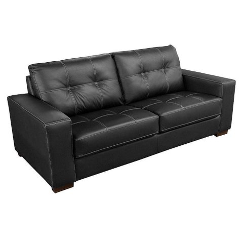 Sofá de Couro 3 Lugares Londres 206cm M06 Preto 450
